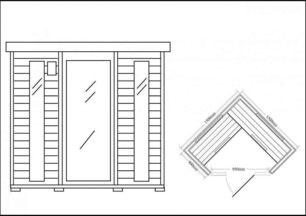 Luxus Infrarotkabine - Wärmekabine / Infrarotsauna mit Tiefenwärmestrahler für 4 Personen