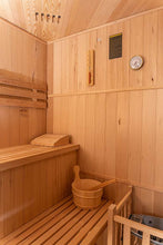 Laden Sie das Bild in den Galerie-Viewer, Luxus finnische Sauna / Ecksauna mit Harvia Saunaofen Eck-Ausführung für 3 Personen