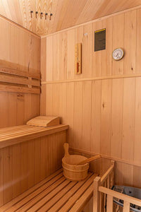 Luxus finnische Sauna / Ecksauna mit Harvia Saunaofen Eck-Ausführung für 3 Personen