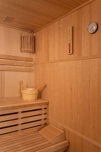 Luxus finnische Sauna / Ecksauna mit Harvia Saunaofen für 4 Personen