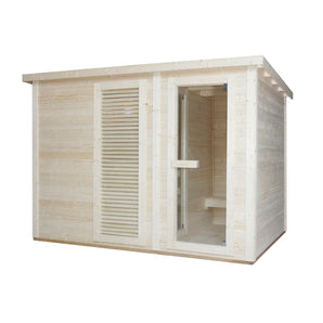 Outdoorsauna Haus für 4 - 5 Personen mit Umkleid für 4-5 Personen inkl. Ofen und Zubehör