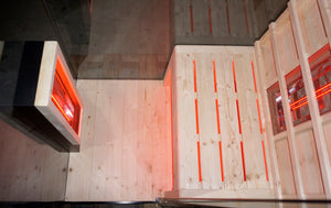 Infrarotkabine 80 x 110 x 190 cm für 1 Person aus Fichtenholz mit 3 Vollspektrumstrahler