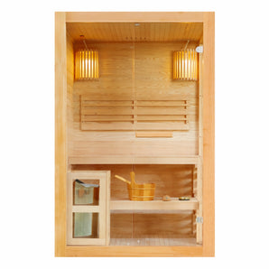 Finnische Sauna für 2 Personen 130x120x200 cm mit Harvia Ofen (3,5 kW) für ultimativen Wohlfühlfaktor