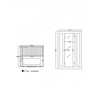 Infrarotkabine 120 x 105 x 190 cm für 2 Personen aus Hemlock Holz mit 5 Vollspektrumstrahler + 1 Carbon Magnesium Heizplatte