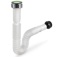 Laden Sie das Bild in den Galerie-Viewer, Design Ablaufgarnitur inkl. flexiblem Siphon 1 1/4&quot; und Gummi-Manschette Ø 30/40/50 | Ablaufschlauch für Waschbecken inkl. Push-Open Ventil