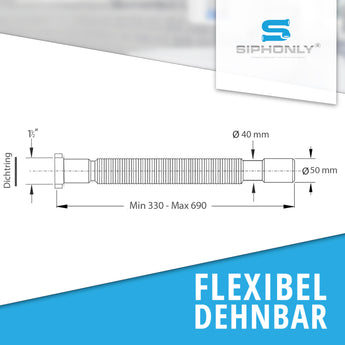 Flexibler Universal Ablaufschlauch für Küche und Bad | inkl. Adapter von 5/4" auf 6/4"
