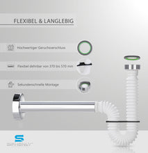 Laden Sie das Bild in den Galerie-Viewer, Siphonly Flexibler Ablaufschlauch 1 1/4&quot; - 32 mm | Siphon für Waschbecken und Bidet