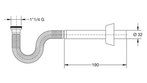 Siphonly Flexibler Ablaufschlauch 1 1/4" - 32 mm | Siphon für Waschbecken und Bidet | Anschlussrohr flexibel und ausziehbar | Ohne Werkzeug montierbar