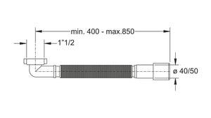 Flexibler Ablaufschlauch 1 1/2" für Spültische | Küchen-Raumsparsiphon 6/4"- Ø 40/50 mm