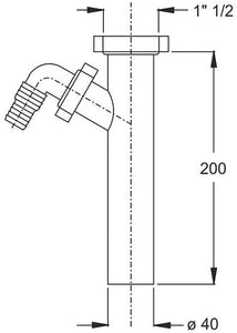 Kunststoff Verstellrohr für Spültischsiphon | Sifon-Verlängerung mit Schlauchanschluß | 6/4"- Ø 40 mm | Länge 200