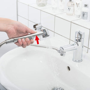 Waschbeckenbrause | Duschkopf | Friseurdusche | WC-Dusche inkl. Schlauch und Adapter | Handbrause mit Stoppfunktion | Inkl. Wandhalterung für Brause